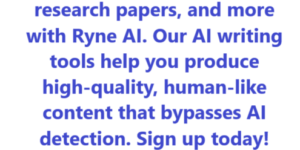 Create undetectable essays, research papers, and more with Ryne AI. Our AI writing tools help you produce high-quality, human-like content that bypasses AI detection. Sign up today!